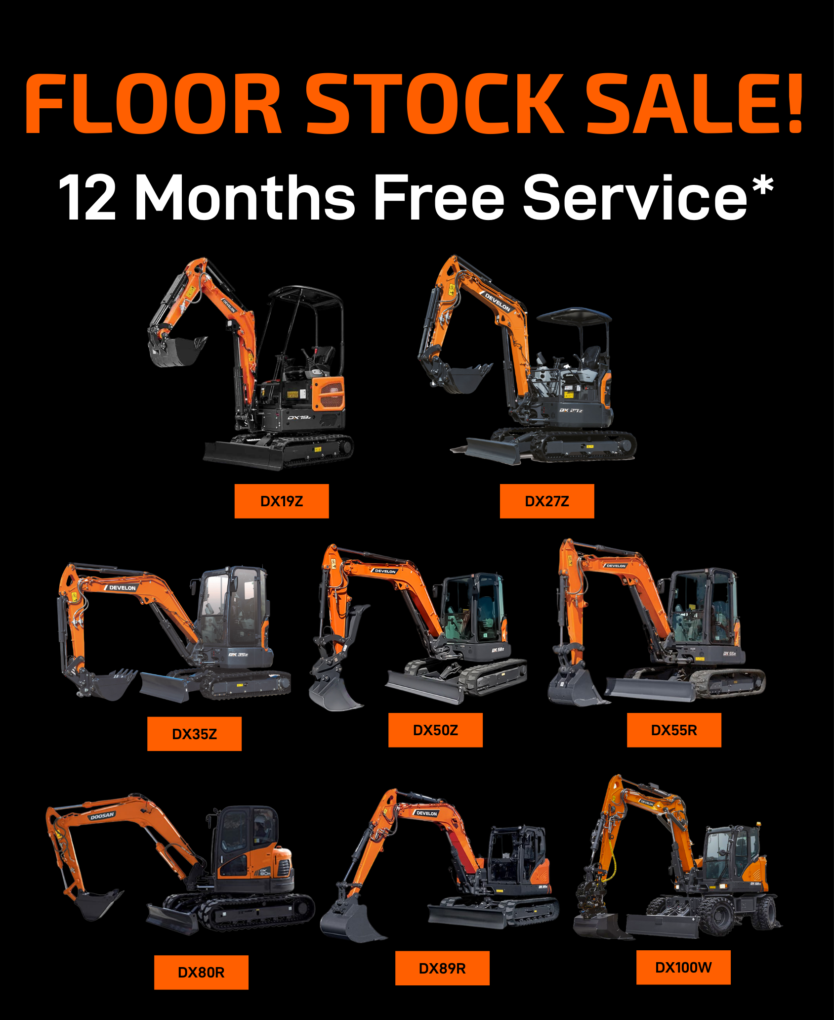 Develon floor stock sale