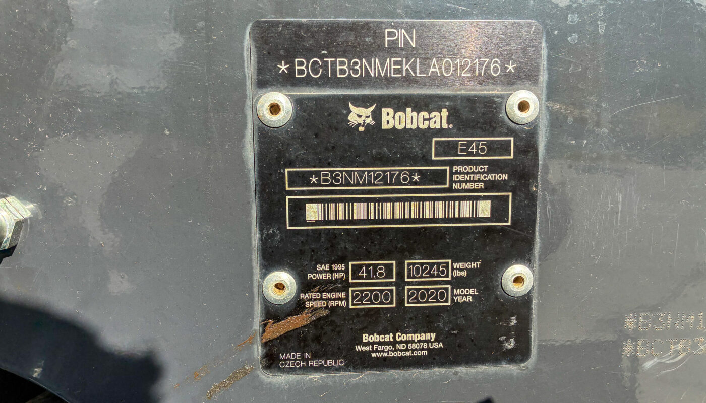 2020 Bobcat E45 mini excavator (4) 2020 Bobcat E45 mini excavator (4)